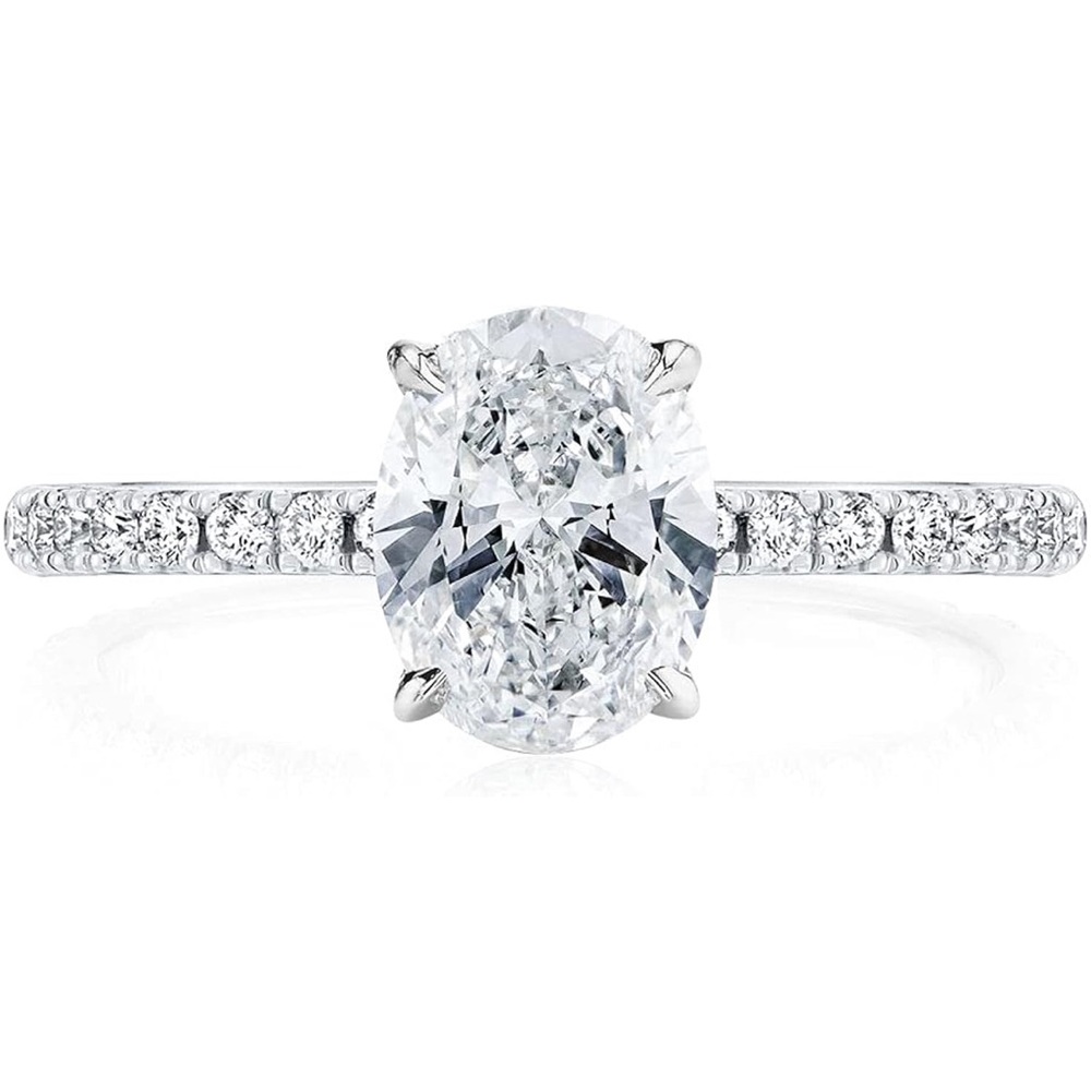 2ct Oval Cut Cubic Zirconia CZ Rhodium Plated Sterling Silver ring, size 6.5